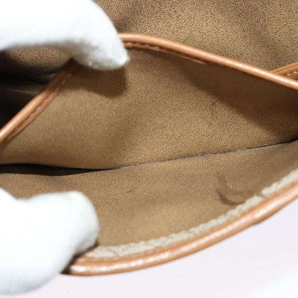 Christian Dior Honeycomb Canvas Shoulder Bag PVC Beige Gold Auth ar13702