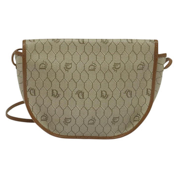 Christian Dior Honeycomb Canvas Shoulder Bag PVC Beige Gold Auth ar13702 - 0