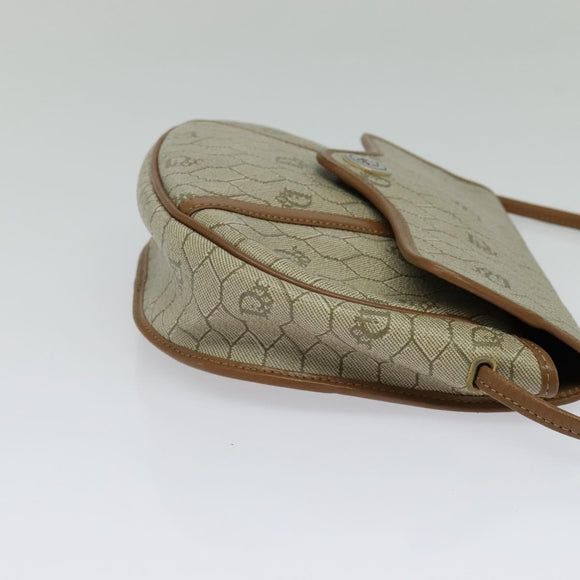 Christian Dior Honeycomb Canvas Shoulder Bag PVC Beige Gold Auth ar13702