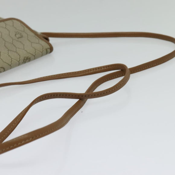 Christian Dior Honeycomb Canvas Shoulder Bag PVC Beige Gold Auth ar13702