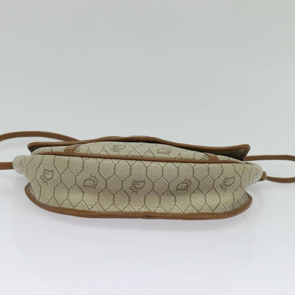 Christian Dior Honeycomb Canvas Shoulder Bag PVC Beige Gold Auth ar13702