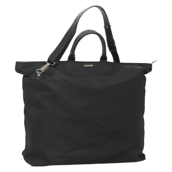 GUCCI Hand Bag Nylon 2way Outlet Black Silver Auth ar13706