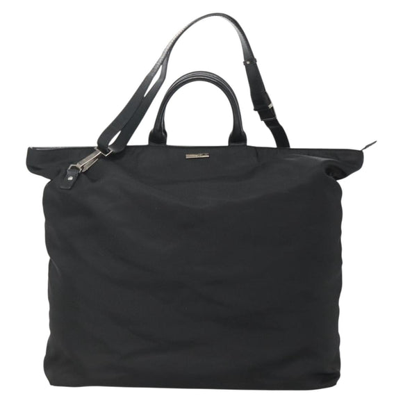 GUCCI Hand Bag Nylon 2way Outlet Black Silver Auth ar13706