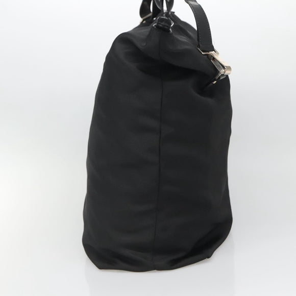 GUCCI Hand Bag Nylon 2way Outlet Black Silver Auth ar13706