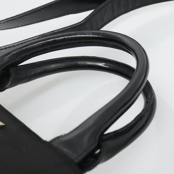 GUCCI Hand Bag Nylon 2way Outlet Black Silver Auth ar13706