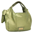 VALENTINO Hand Bag Leather LIme Green Gold Auth ar13709-1
