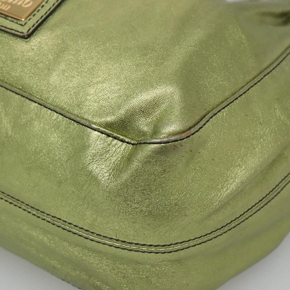 VALENTINO Hand Bag Leather LIme Green Gold Auth ar13709