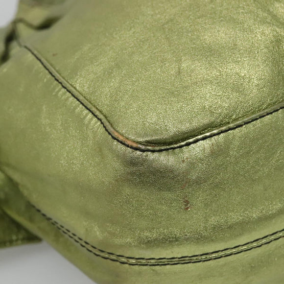 VALENTINO Hand Bag Leather LIme Green Gold Auth ar13709