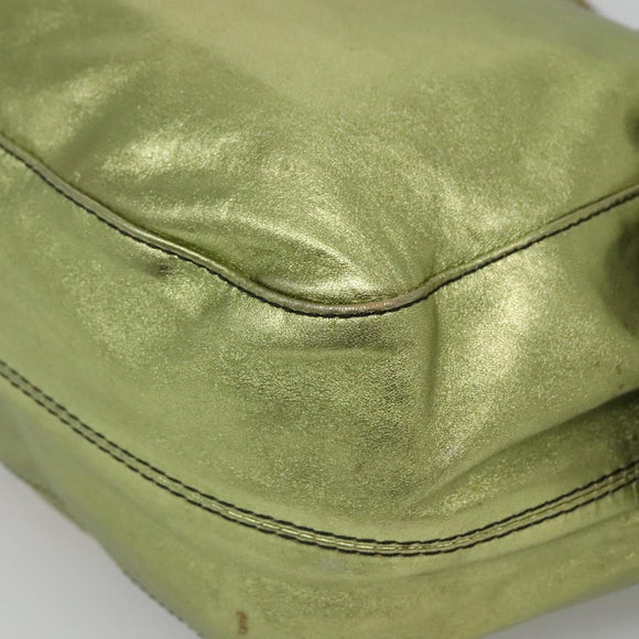VALENTINO Hand Bag Leather LIme Green Gold Auth ar13709
