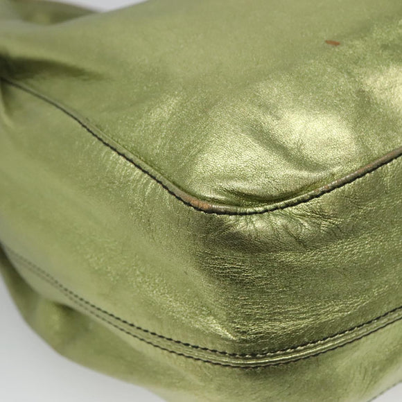 VALENTINO Hand Bag Leather LIme Green Gold Auth ar13709