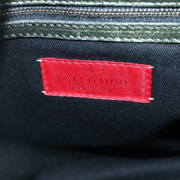 VALENTINO Hand Bag Leather LIme Green Gold Auth ar13709