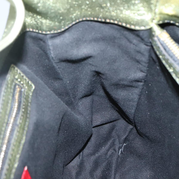 VALENTINO Hand Bag Leather LIme Green Gold Auth ar13709