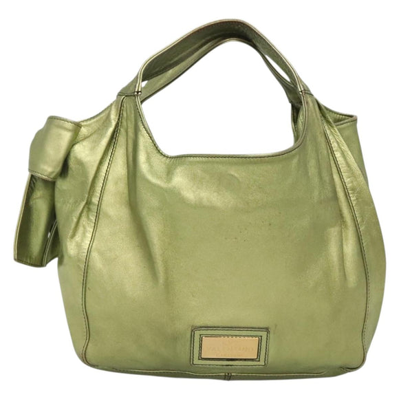 VALENTINO Hand Bag Leather LIme Green Gold Auth ar13709