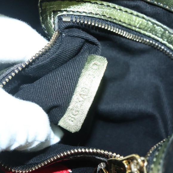 VALENTINO Hand Bag Leather LIme Green Gold Auth ar13709