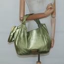 VALENTINO Hand Bag Leather LIme Green Gold Auth ar13709-23
