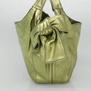 VALENTINO Hand Bag Leather LIme Green Gold Auth ar13709-3