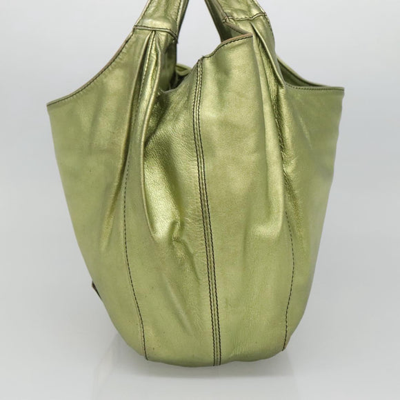 VALENTINO Hand Bag Leather LIme Green Gold Auth ar13709