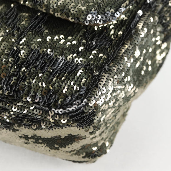 CHANEL 2017 Cruise Coco Cuba Chain Shoulder Bag Sequin Green CC Auth ar13715M