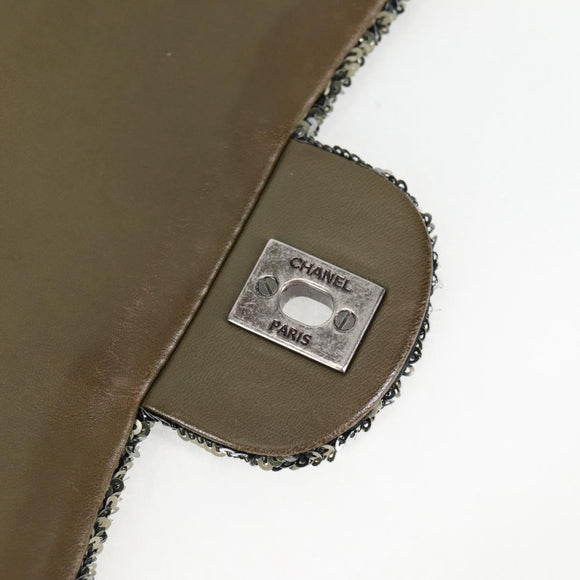 CHANEL 2017 Cruise Coco Cuba Chain Shoulder Bag Sequin Green CC Auth ar13715M