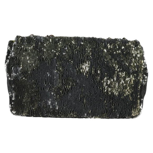 CHANEL 2017 Cruise Coco Cuba Chain Shoulder Bag Sequin Green CC Auth ar13715M