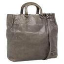 PRADA Hand Bag Leather 2way Gray Silver Auth ar13717-1