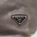 PRADA Hand Bag Leather 2way Gray Silver Auth ar13717-18