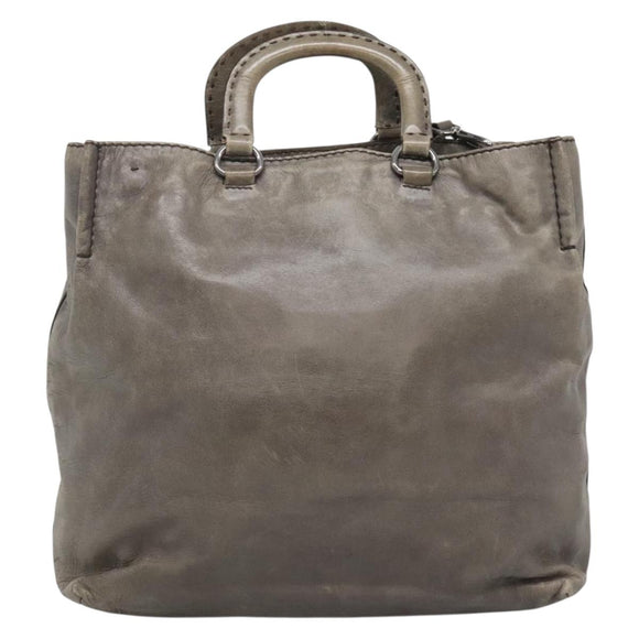 PRADA Hand Bag Leather 2way Gray Silver Auth ar13717