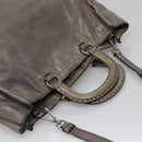 PRADA Hand Bag Leather 2way Gray Silver Auth ar13717-6