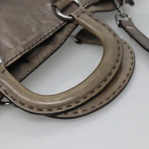 PRADA Hand Bag Leather 2way Gray Silver Auth ar13717