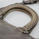 PRADA Hand Bag Leather 2way Gray Silver Auth ar13717-14