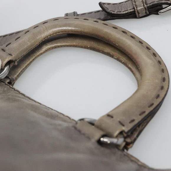 PRADA Hand Bag Leather 2way Gray Silver Auth ar13717
