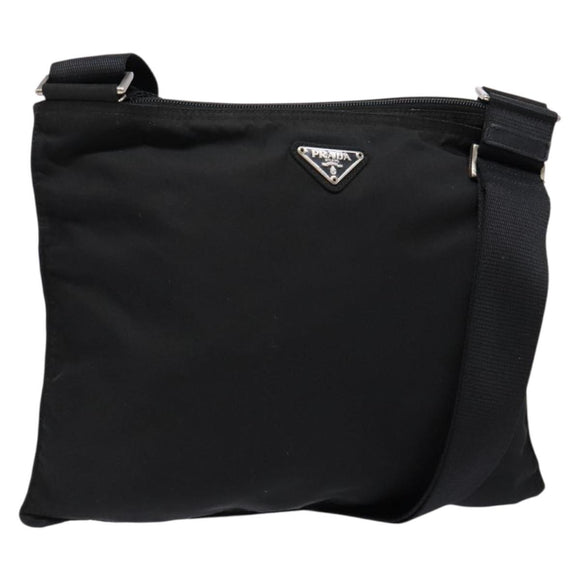 PRADA Shoulder Bag Nylon Black Silver Auth ar13740