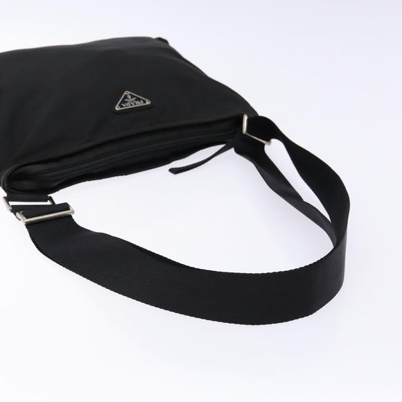 PRADA Shoulder Bag Nylon Black Silver Auth ar13740