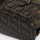 FENDI Zucca Canvas Backpack Brown Black gold Auth ar13750-15