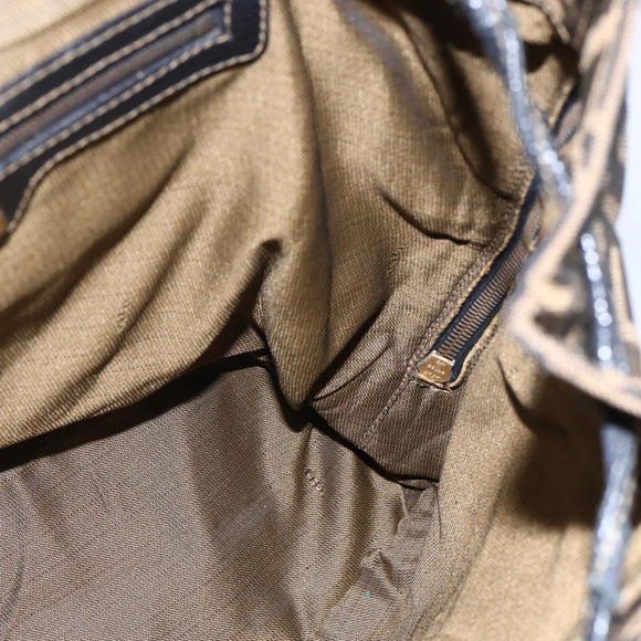 FENDI Zucca Canvas Backpack Brown Black gold Auth ar13750
