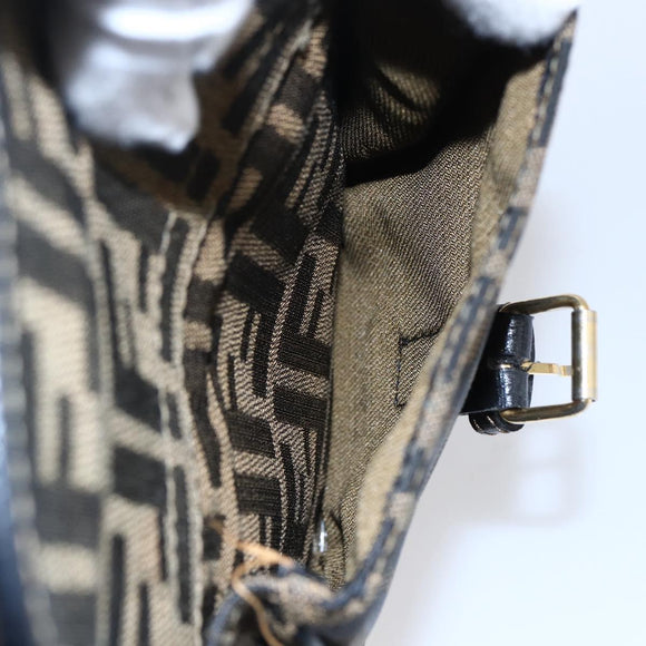FENDI Zucca Canvas Backpack Brown Black gold Auth ar13750