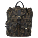 FENDI Zucca Canvas Backpack Brown Black gold Auth ar13750-13