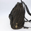 FENDI Zucca Canvas Backpack Brown Black gold Auth ar13750-4