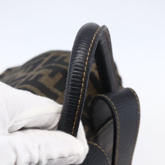 FENDI Zucca Canvas Backpack Brown Black gold Auth ar13750