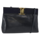 Salvatore Ferragamo Vala Shoulder Bag Leather Navy Gold Auth ar13751-1