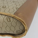 Christian Dior Honeycomb Canvas Shoulder Bag PVC Leather Beige Gold Auth ar13753-15