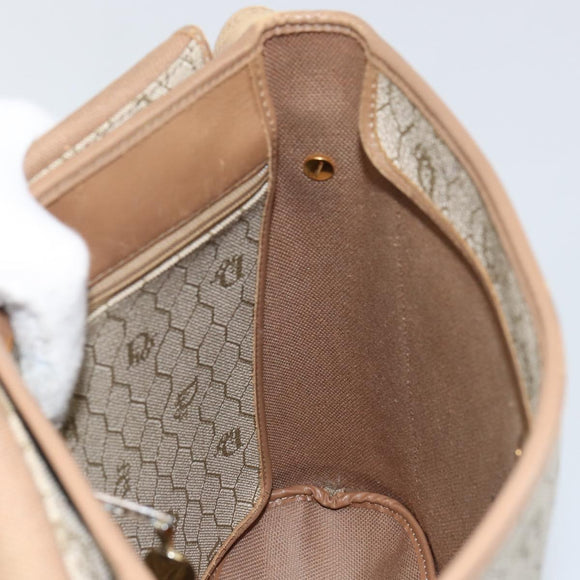 Christian Dior Honeycomb Canvas Shoulder Bag PVC Leather Beige Gold Auth ar13753