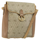 Christian Dior Honeycomb Canvas Shoulder Bag PVC Leather Beige Gold Auth ar13753-1