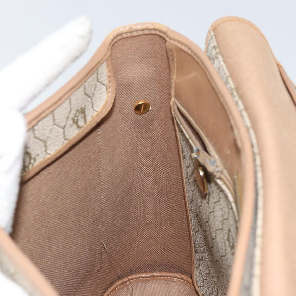 Christian Dior Honeycomb Canvas Shoulder Bag PVC Leather Beige Gold Auth ar13753