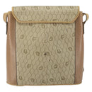 Christian Dior Honeycomb Canvas Shoulder Bag PVC Leather Beige Gold Auth ar13753-2