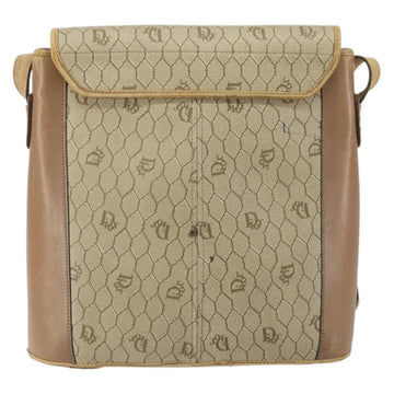 Christian Dior Honeycomb Canvas Shoulder Bag PVC Leather Beige Gold Auth ar13753 - 0