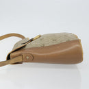 Christian Dior Honeycomb Canvas Shoulder Bag PVC Leather Beige Gold Auth ar13753-4
