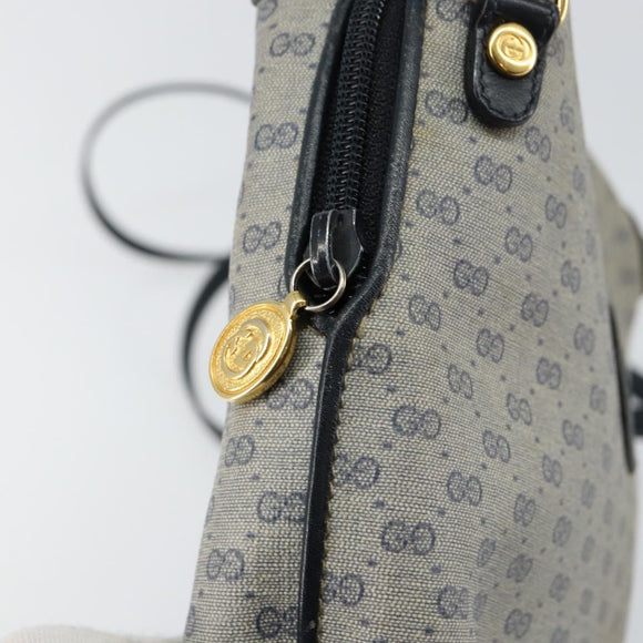 GUCCI Micro GG Canvas Bag PVC Leather Navy Gold 007 115 0093 Auth ar13754