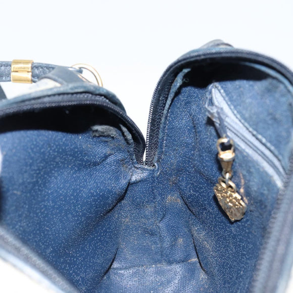 GUCCI Micro GG Canvas Bag PVC Leather Navy Gold 007 115 0093 Auth ar13754