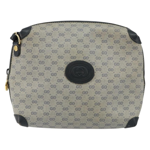 GUCCI Micro GG Canvas Bag PVC Leather Navy Gold 007 115 0093 Auth ar13754